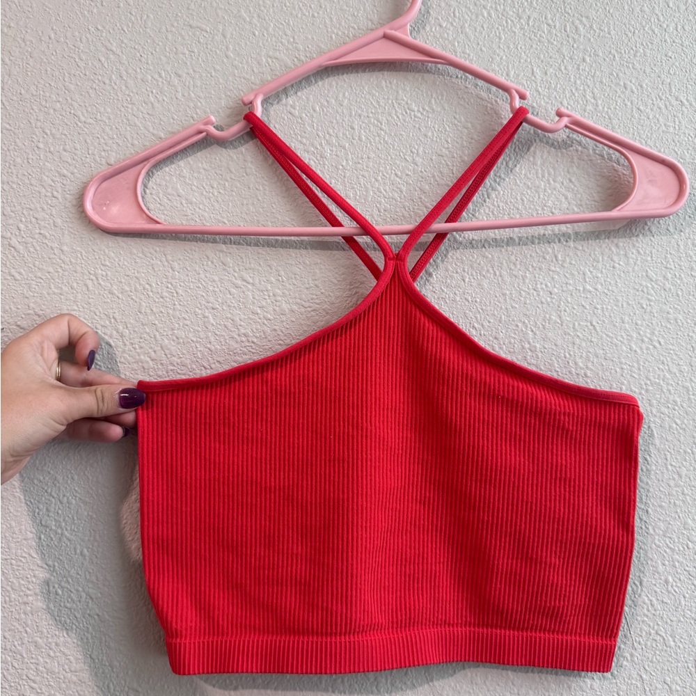 Nikibiki Red Ribbed Crop Top